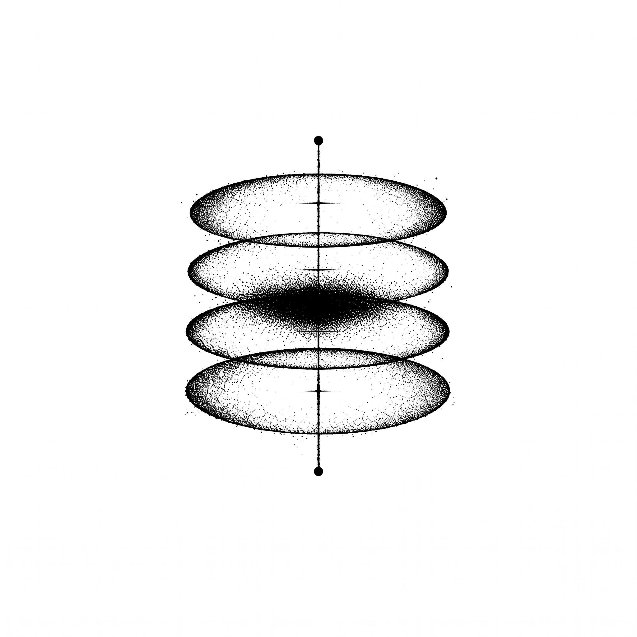 Layered orbital particle illustration representing connected production intelligence